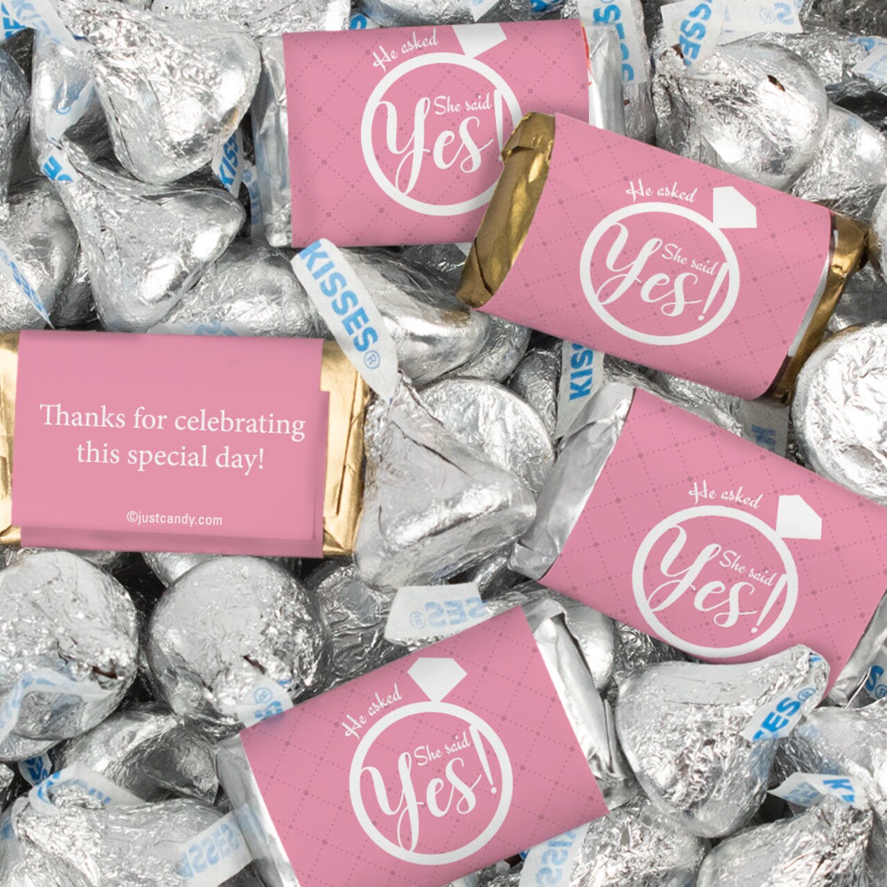116 Pcs Bridal Shower Candy Party Favors Hershey's Miniatures & Kisses - Pink She Said Yes